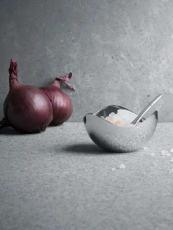 Molinillos De Especias|Molinillos De Especias>GEORG JENSEN Cuenco de sal de acero inoxidable Bloom, con cuchara