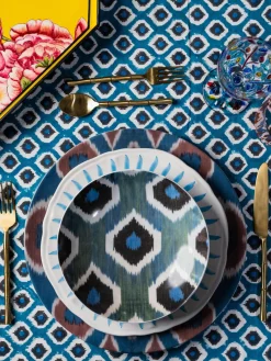 Hot Cuenco de servir artesanal de porcelana Ikat Cuencos Y Platos De Servir|Vajillas Completas