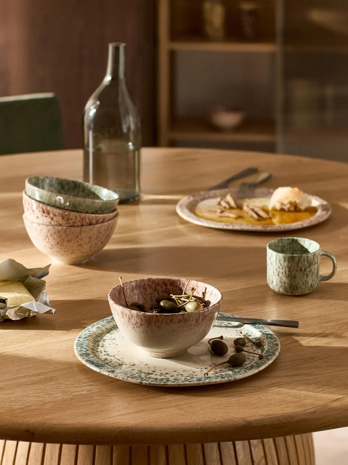 Boles Y Tazones|Vajillas Completas>Westwing Collection Cuencos artesanales Bernardo, 4 uds. Beige claro, rojo vino