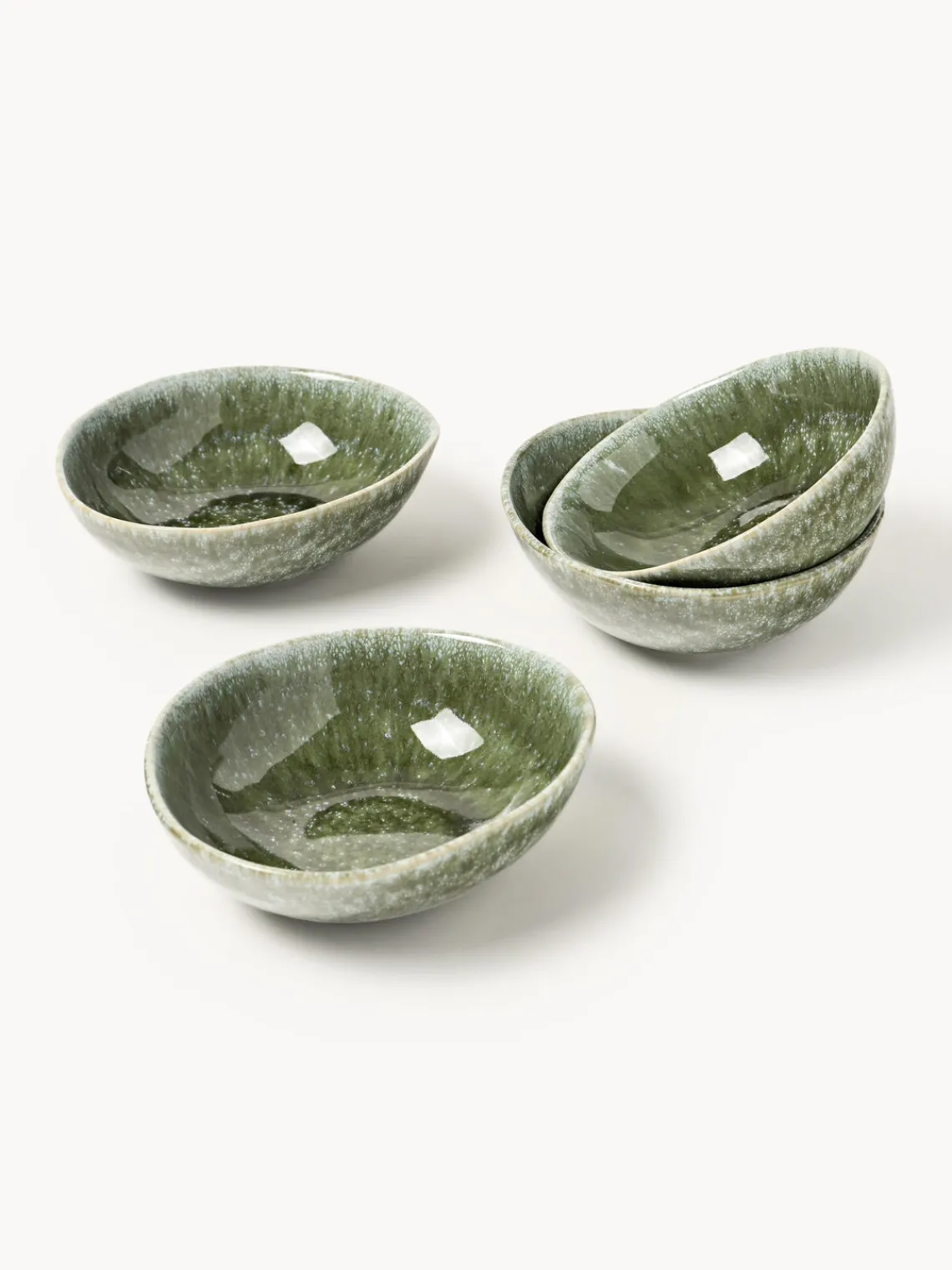 Boles Y Tazones|Vajillas Completas>Westwing Collection Cuencos artesanales con forma orgánica Macey, 4 uds. Tonos verdes brillante