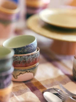 Hot Cuencos artesanales de gres 70's, 4 uds. Boles Y Tazones|Vajillas Completas