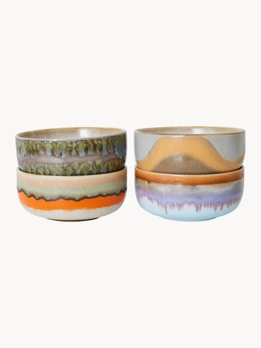 New Cuencos artesanales de gres 70's, 4 uds. Boles Y Tazones|Vajillas Completas