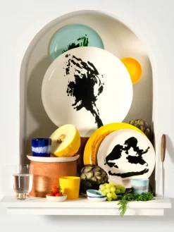 Boles Y Tazones|Vajillas Completas>SERAX Cuencos con esmalte reactivo Feast, 4 uds. Azul oscuro, blanco
