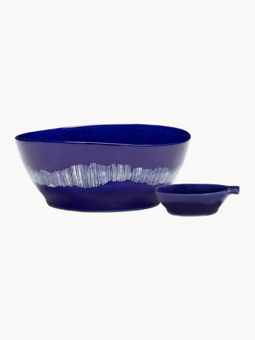 Boles Y Tazones|Vajillas Completas>SERAX Cuencos con esmalte reactivo Feast, 4 uds. Azul oscuro, blanco