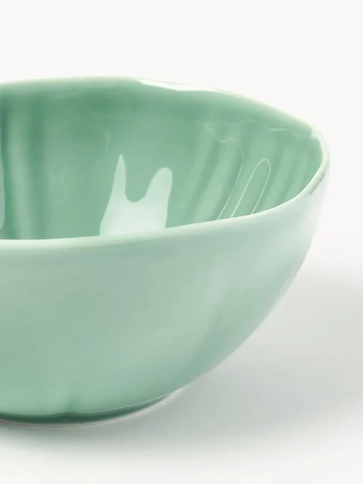 Boles Y Tazones|Vajillas Completas>Westwing Collection Cuencos de porcelana con relieves Sali, 4 uds. Verde menta