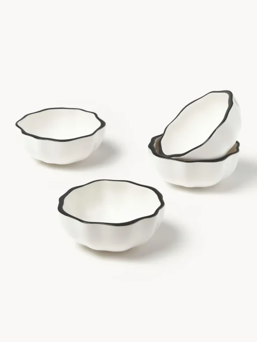 Cuencos Aperitivos|Vajillas Completas>Westwing Collection Cuencos de porcelana con volantes Bia, 4 uds.