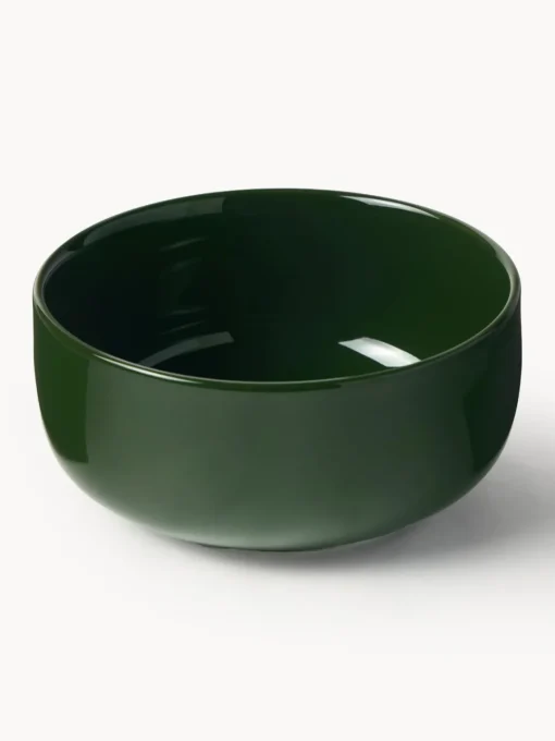 Boles Y Tazones|Vajillas Completas>Westwing Collection Cuencos de porcelana Nessa, 4 uds. Verde oscuro brillante