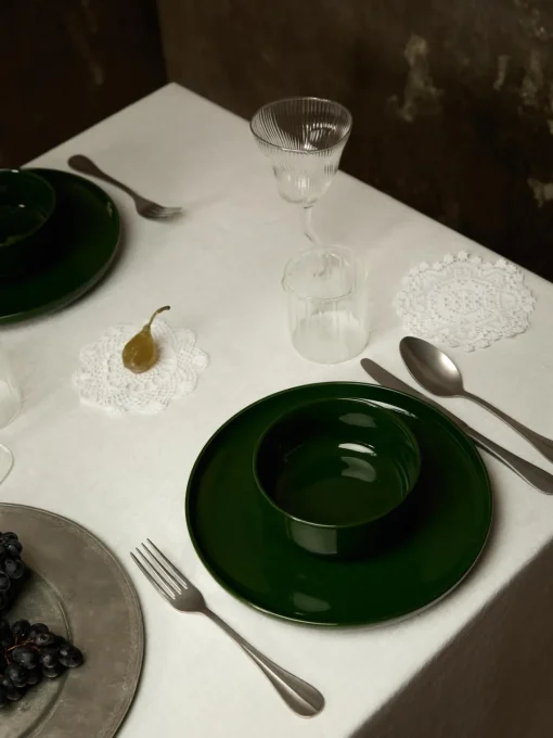 Boles Y Tazones|Vajillas Completas>Westwing Collection Cuencos de porcelana Nessa, 4 uds. Verde oscuro brillante