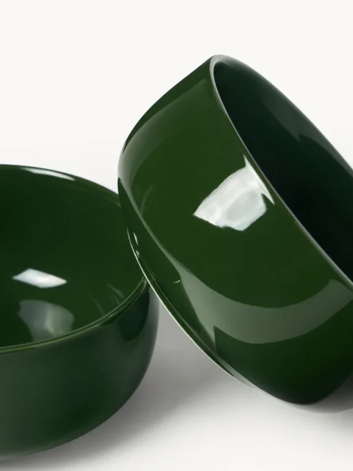 Boles Y Tazones|Vajillas Completas>Westwing Collection Cuencos de porcelana Nessa, 4 uds. Verde oscuro brillante