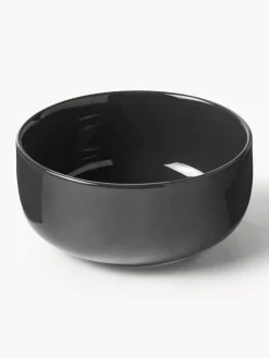 Boles Y Tazones|Vajillas Completas>Westwing Collection Cuencos de porcelana Nessa, 4 uds. Gris oscuro brillante