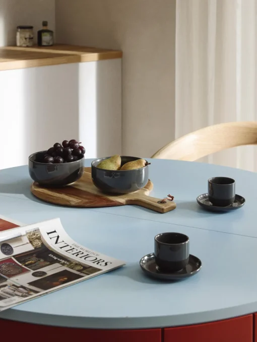 Boles Y Tazones|Vajillas Completas>Westwing Collection Cuencos de porcelana Nessa, 4 uds. Gris oscuro brillante