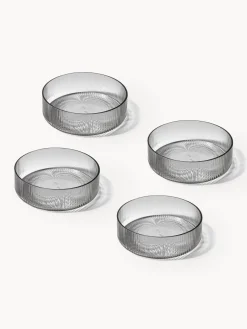 Cuencos Y Platos De Servir|Vajillas Completas></noscript>Ferm Living Cuencos soplados con relieves Ripple, 4 uds. Gris transparente brillante