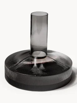Decantadores|Vajillas Completas></noscript>Ferm Living Decantador soplado con relieves Ripple, 1,1 L Gris transparente brillante