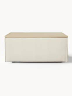 Reposapiés|Sofás></noscript>Westwing Collection Diván con espacio de almacenamiento Lennon Tejido blanco Off White, madera de roble clara