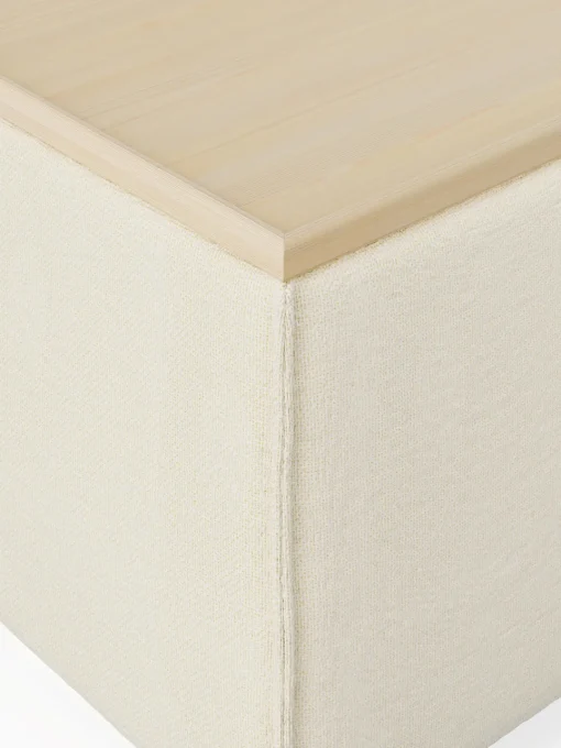 Reposapiés|Sofás>Westwing Collection Diván con espacio de almacenamiento Lennon Tejido blanco Off White, madera de roble clara