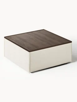 Reposapiés|Sofás></noscript>Westwing Collection Diván con espacio de almacenamiento Lennon Tejido blanco Off White, madera de roble oscura