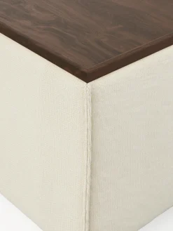Reposapiés|Sofás></noscript>Westwing Collection Diván con espacio de almacenamiento Lennon Tejido blanco Off White, madera de roble oscura