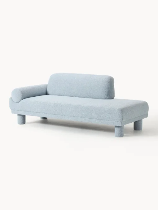 Sofás>Westwing Collection Diván en tejido bouclé Lilo Bouclé azul claro