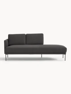 Sofás>Westwing Collection Diván Fluente Tejido grueso gris antracita