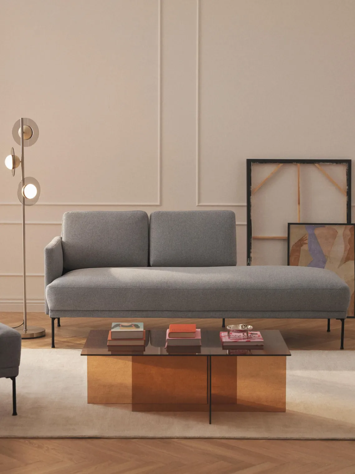 Sofás>Westwing Collection Diván Fluente Tejido gris