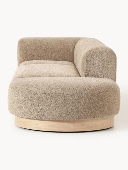 Sofás>Westwing Collection Diván modular de borreguillo bouclé con reposapiés Natalie Borreguillo bouclé beige, madera de haya clara