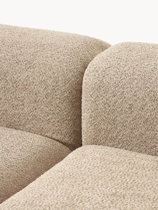 Sofás>Westwing Collection Diván modular de borreguillo bouclé con reposapiés Natalie Borreguillo bouclé beige, madera de haya clara