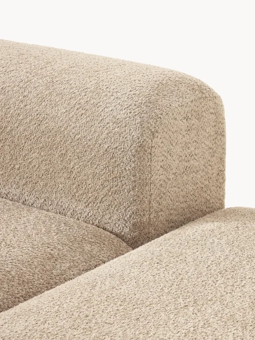 Sofás>Westwing Collection Diván modular de borreguillo bouclé con reposapiés Natalie Borreguillo bouclé beige, madera de haya clara