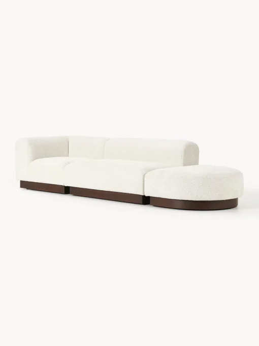 Sale Diván modular de borreguillo bouclé con reposapiés Natalie Sofás