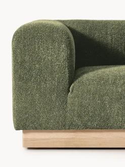 Sofás></noscript>Westwing Collection Diván modular de borreguillo bouclé con reposapiés Natalie Borreguillo bouclé verde oscuro, madera de haya clara