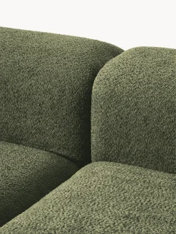 Sofás></noscript>Westwing Collection Diván modular de borreguillo bouclé con reposapiés Natalie Borreguillo bouclé verde oscuro, madera de haya clara