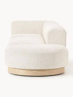 Sofás></noscript>Westwing Collection Diván modular de borreguillo bouclé con reposapiés Natalie Borreguillo bouclé blanco Off White, madera de haya clara