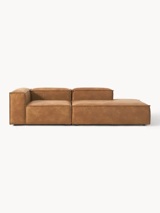 Sofás>Westwing Collection Diván modular de cuero reciclado Lennon Cuero marrón