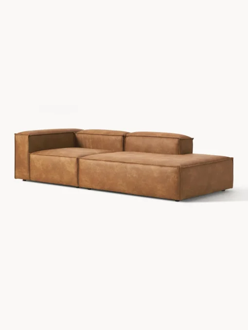Sofás>Westwing Collection Diván modular de cuero reciclado Lennon Cuero marrón