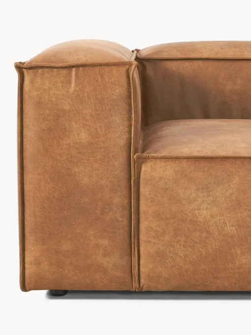 Sofás>Westwing Collection Diván modular de cuero reciclado Lennon Cuero marrón