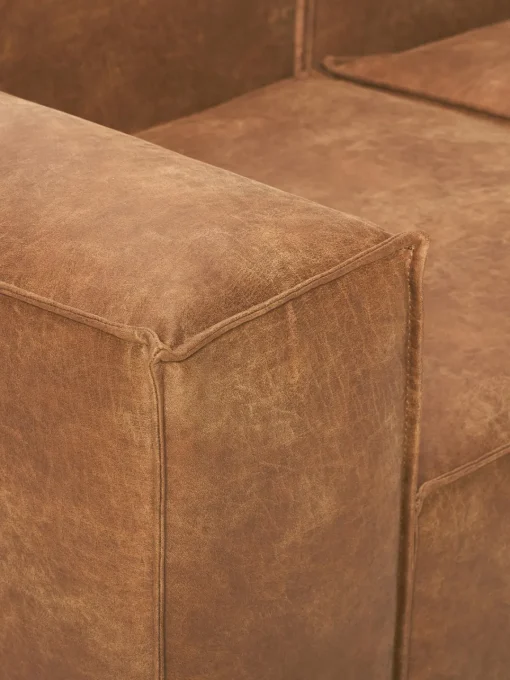 Sofás>Westwing Collection Diván modular de cuero reciclado Lennon Cuero marrón