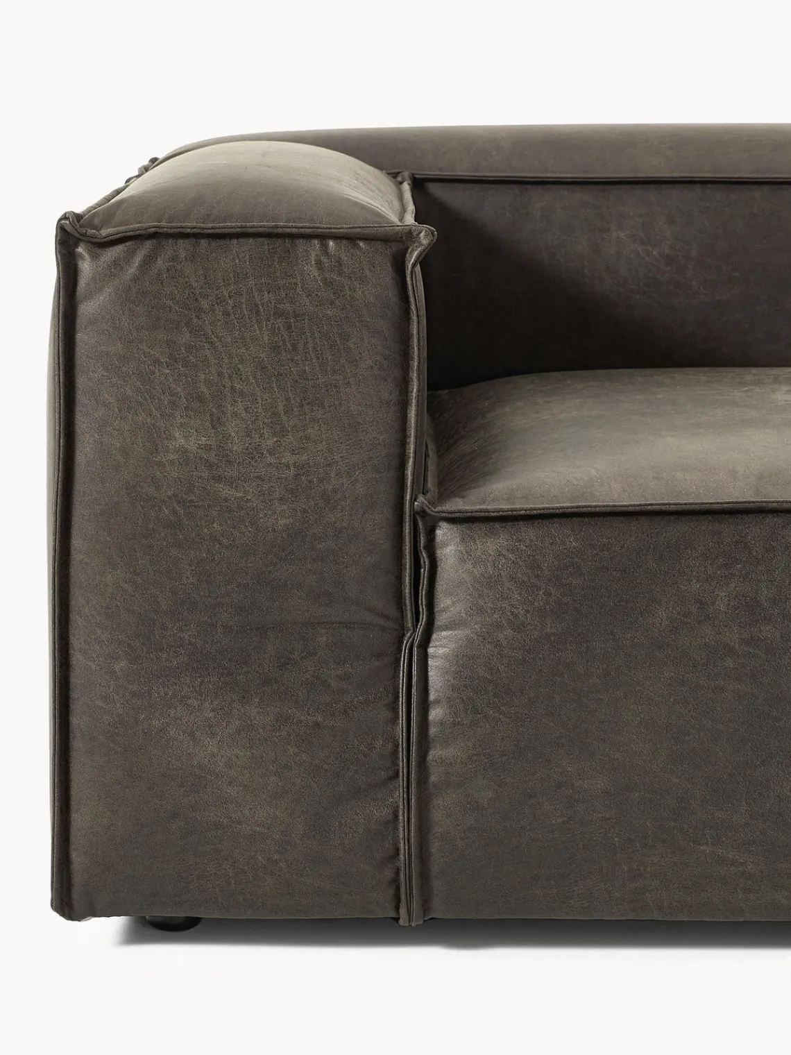 Sofás>Westwing Collection Diván modular de cuero reciclado Lennon Cuero taupe