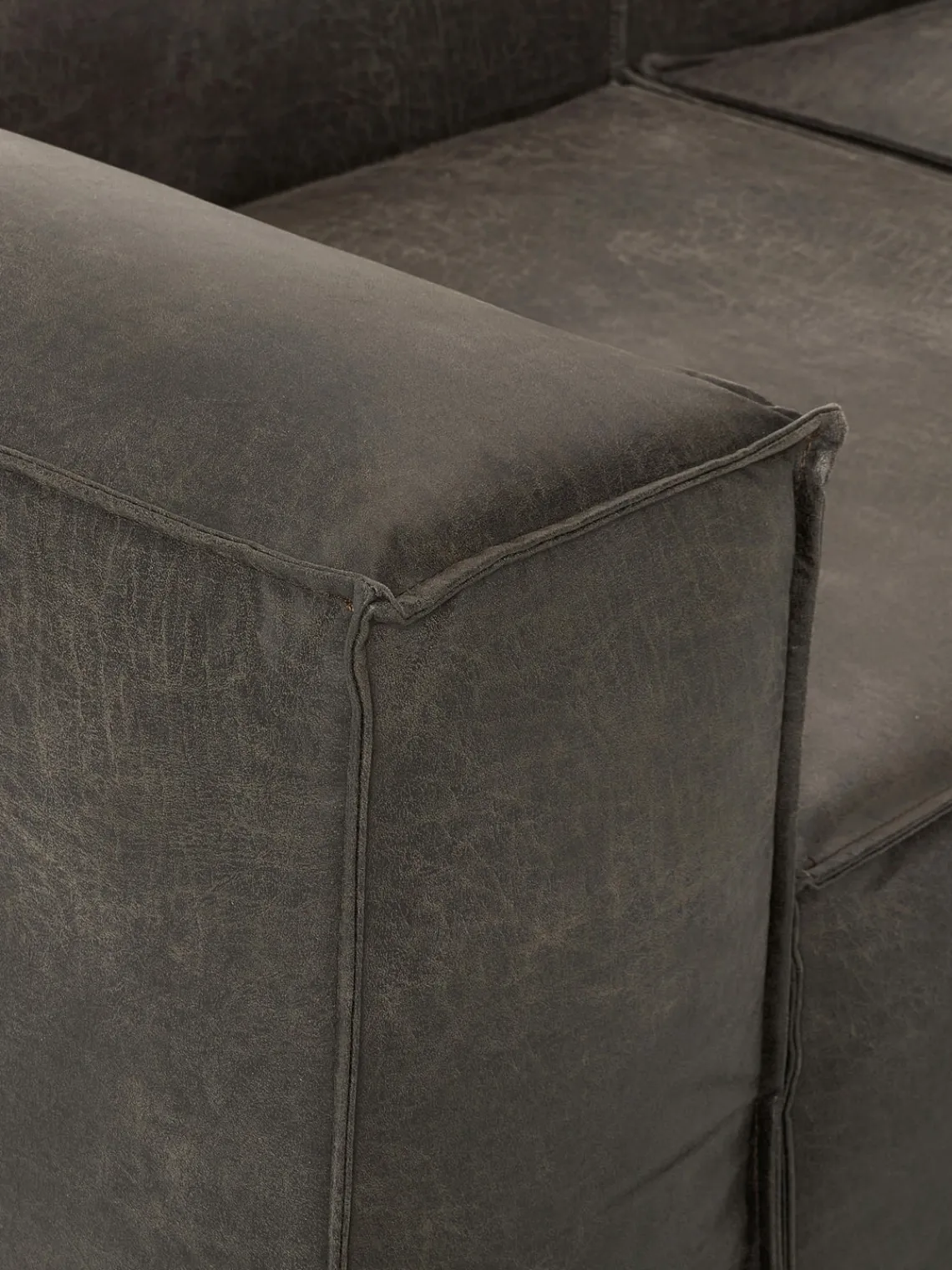 Sofás>Westwing Collection Diván modular de cuero reciclado Lennon Cuero taupe