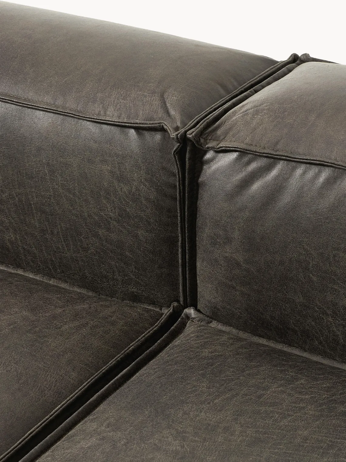 Sofás>Westwing Collection Diván modular de cuero reciclado Lennon Cuero taupe