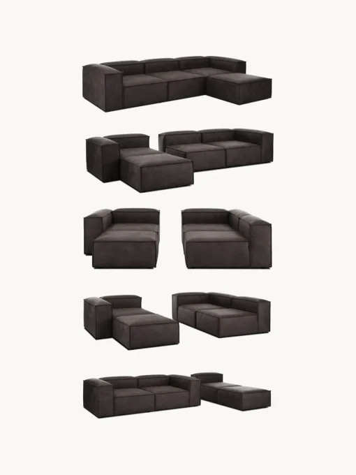 Sofás>Westwing Collection Diván modular de cuero reciclado Lennon Cuero taupe