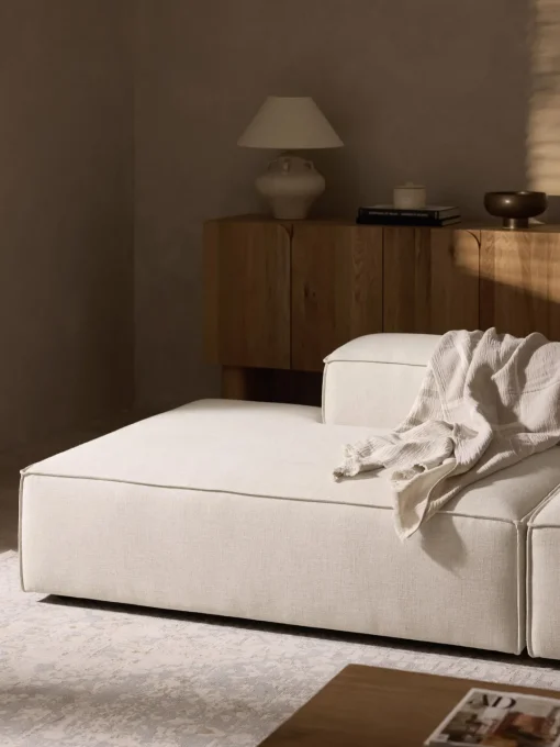 Sofás>Westwing Collection Diván modular de mezcla de lino Lennon Mezcla de lino beige