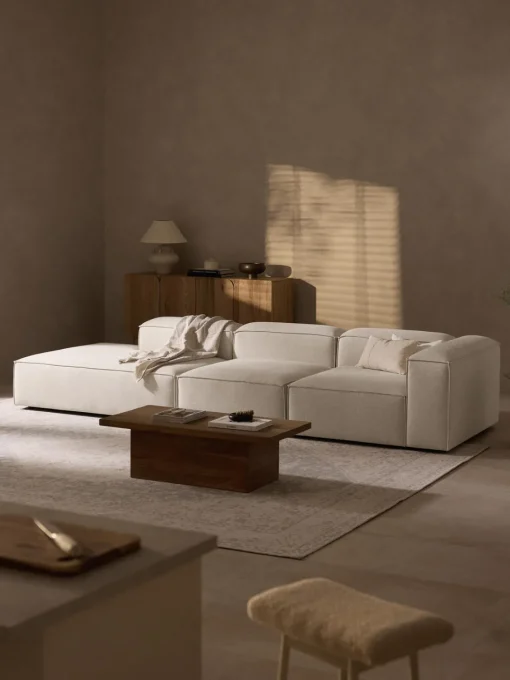 Sofás>Westwing Collection Diván modular de mezcla de lino Lennon Mezcla de lino beige