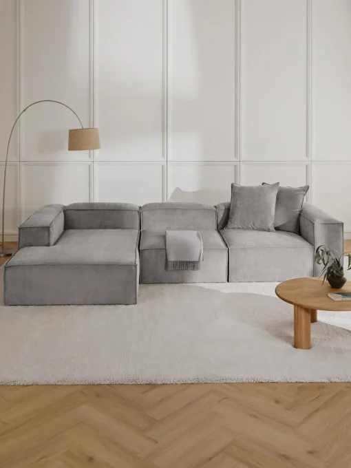 Sofás>Westwing Collection Diván modular de pana Lennon Pana gris