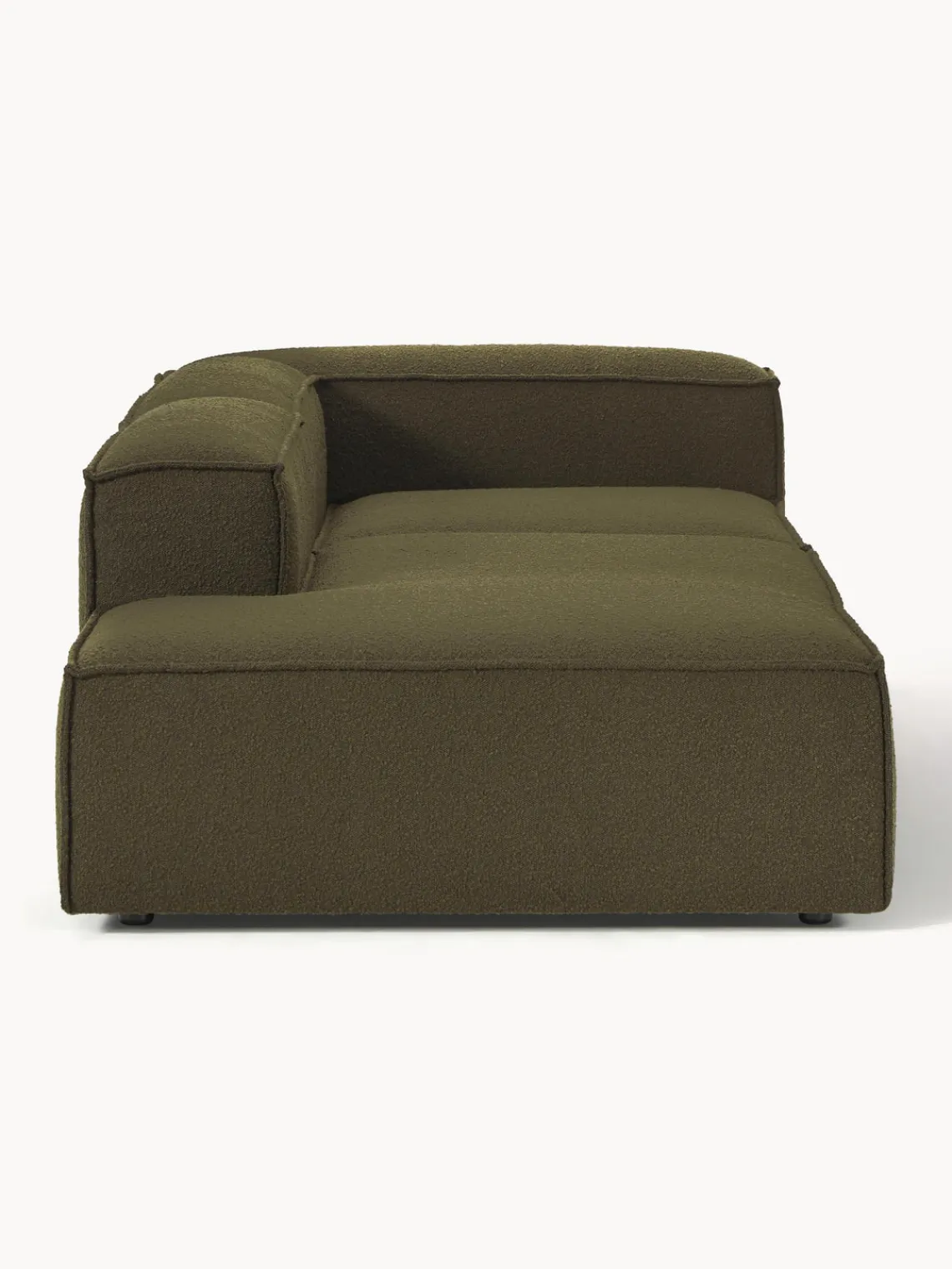 Sofás>Westwing Collection Diván modular en tejido bouclé Lennon Bouclé verde oliva