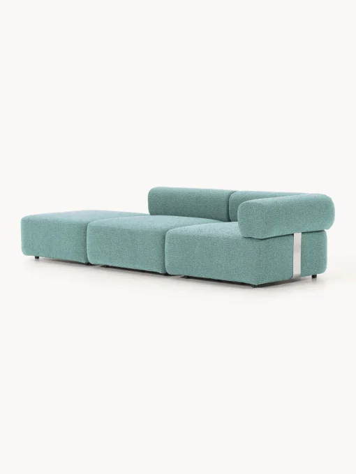 Sofás>Westwing Collection Diván modular en tejido bouclé Anton Bouclé verde turquesa