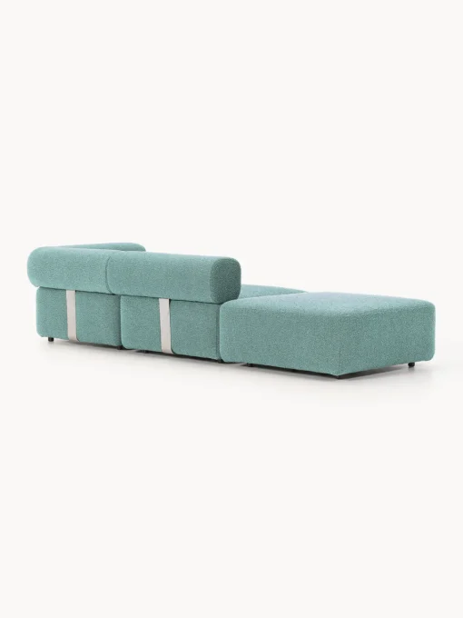 Sofás>Westwing Collection Diván modular en tejido bouclé Anton Bouclé verde turquesa