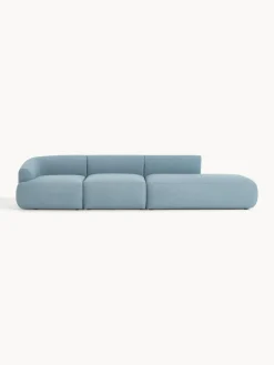 Sofás>Westwing Collection Diván modular grande en tejido bouclé Sofia Bouclé azul