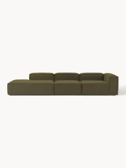 Sofás>Westwing Collection Diván modular grande en tejido bouclé Lennon Bouclé verde oliva