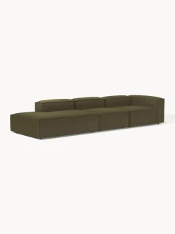 Sofás></noscript>Westwing Collection Diván modular grande en tejido bouclé Lennon Bouclé verde oliva