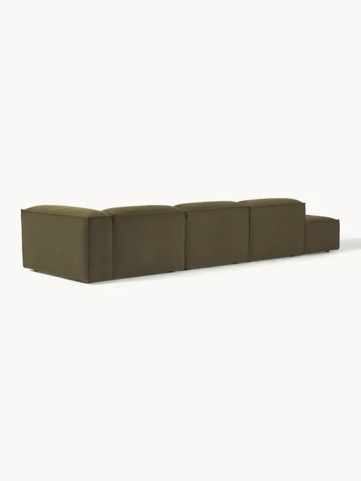 Sofás>Westwing Collection Diván modular grande en tejido bouclé Lennon Bouclé verde oliva