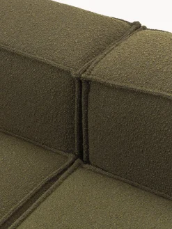 Sofás></noscript>Westwing Collection Diván modular grande en tejido bouclé Lennon Bouclé verde oliva